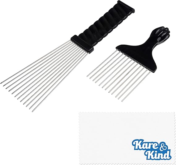 Kare & Kind 2 pcs Metal Hair Pick Comb Afro Picks for Men and Women