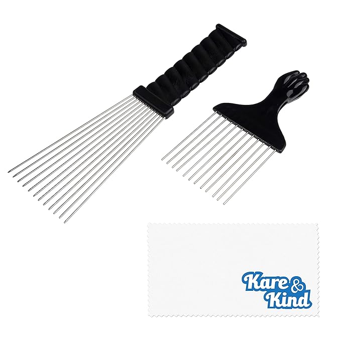Kare & Kind 2 pcs Metal Hair Pick Comb Afro Picks for