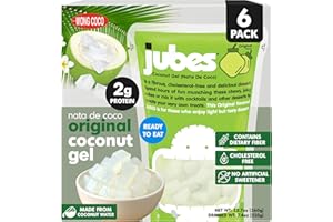 Jubes Pandan Nata de Coco Jelly Cubes, 12.7 oz Pack of 6, Coconut Gel in Syrup, Pandan Coconut Cubes for Sago, Bubble Tea, Boba, Desserts, Yogurt, Ice Cream