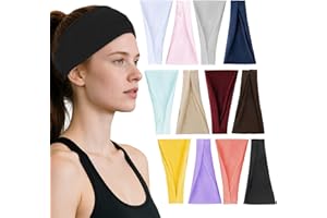 Headbands for Women 12PCS, Non Slip Sports Headband Elastic Soft Running Fashion Headband Absorb Sweat Headbands for Men for 