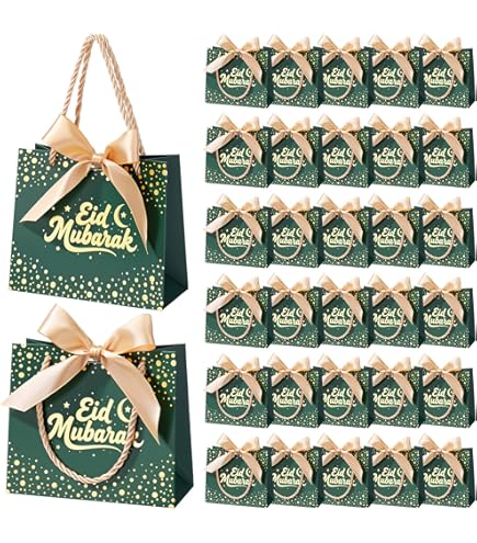 10Pcs Happy Eid Mubarak Candy Box Ramadan Paper Gift Boxes Favor Box