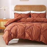 MILDLY Boho Duvet Cover Pumpkin - Tufted Comforter Cover Set Geometric Textured Queen Size Bedding Set with Corner Ties & Zipper Closure