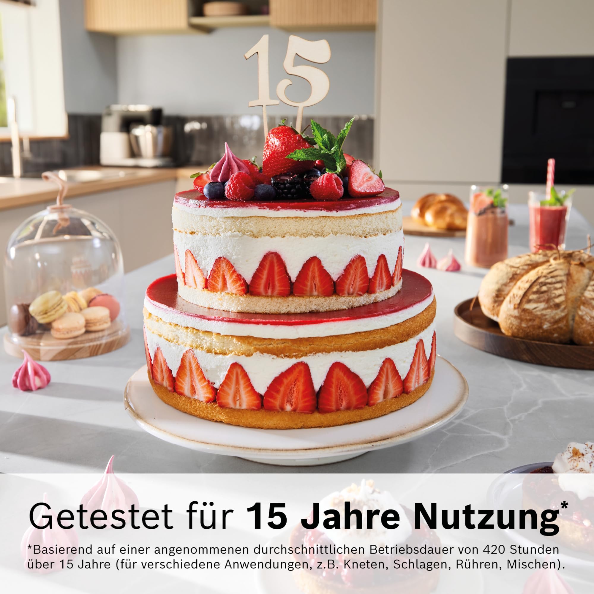 Bosch Küchenmaschine Serie 8, NEU, 9 Automatikprogramme, Waage, Timer, 7 Stufen, 6l Edelstahl-Schüssel, Knethaken, Rührbesen, Silikonbesen, spülmaschinenfest, 1.800 W, MUMS8ZS00 6