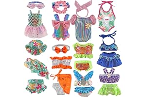 MLCNLES Randomly 4 Sets 18 Inch Girl Doll Clothes - Swimsuit Dress Bikini Outfits for Girls, Baby Doll Clothes and Accessories for 18'' Doll Gift