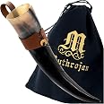 Cuerno Vikingo Mythrojan - 250ml Con Soporte De Cuero (estilo Medieval)