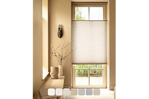 SOLAUR Cordless Cellular Shades, Top Down Bottom Up, Honeycomb Blinds for Indoor Windows, 9/16" Cell, Light Filtering, Sandshell 28"(W) x48(H)