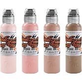 World Famous Pink Skintone Set Tattoo Ink, Vegan and Professional Ink, Made in USA, Maks Kornev Pink Skintone (Set of 4), 1oz