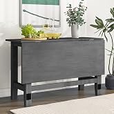 Merax 47" Farmhouse Extendable Dining Table with Drop Leaf, Gray | Space-Saving Folding Dining Table for Small Spaces, Expands from 18" to 36" Deep and Seats up to 4