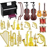 Civaner 24 Pcs Christmas Dollhouse Miniature Musical Instruments 1:12 Scale | Wide Variety, Realistic Details, Dollhouse Decor, DIY Crafts, Kids Gift