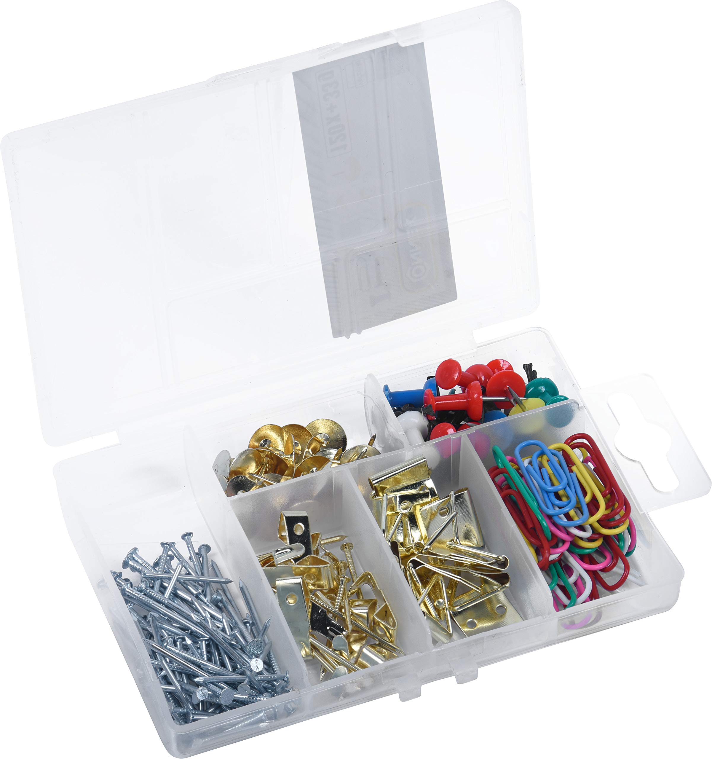 Connex Household Assortment 120 Pieces + 33 g – Wall Hooks, Nails, Pinboard Pins etc. – Pre-Sorted in Practical Plastic Box – Universal Use/Assortment Box/Assortment Box / DP8500100 — image 1