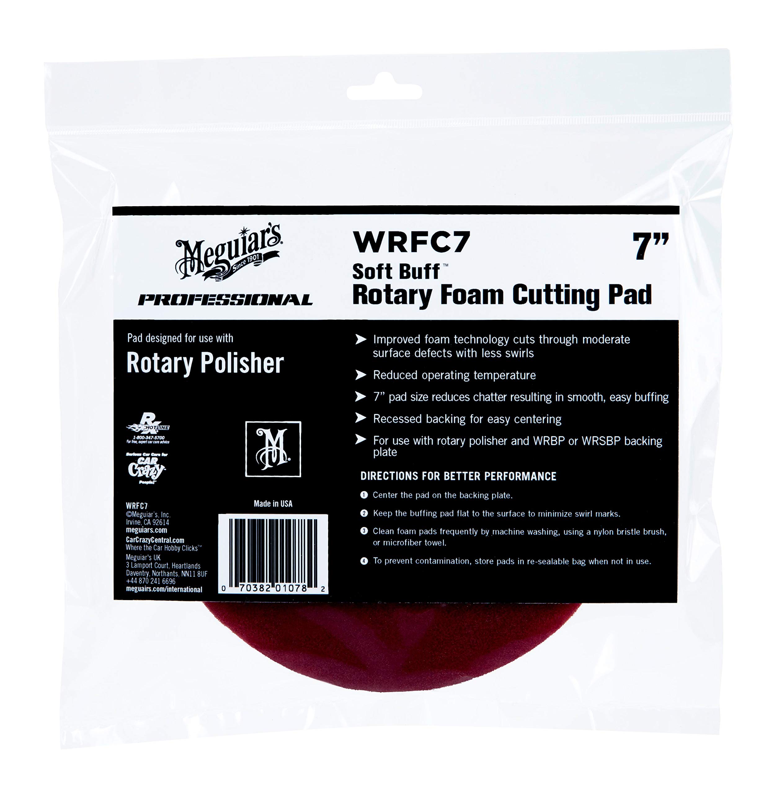 Meguiar's Professional Soft Buff Rotary Foam Cutting Pad 7" WRFC7