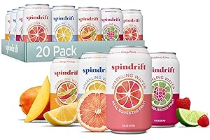 Spindrift Sparkling Water, 4 Flavor Variety Pack, Made with Real Squeezed Fruit, 12 Fl Oz (Pack of 20)