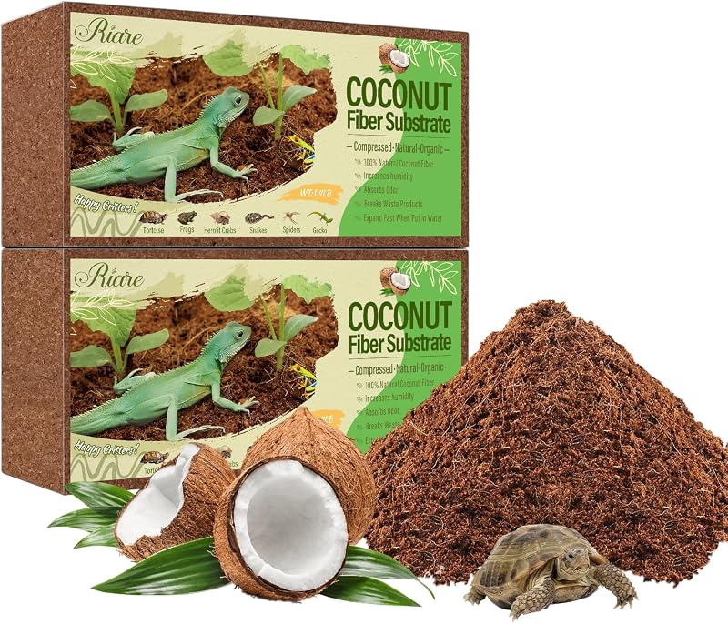 Riare 2 Pack Natural Coconut Fiber Substrate for Reptiles Terrarium Bedding
