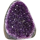 Extreme Rocks & Fossils Natural Amethyst Cluster with Polished Edges [1 to 1.5 lb.] Real Raw Geode Healing Crystal Rock from Uruguay, Deep Purple Decor and a Free Velvet Pouch of Rose Quartz