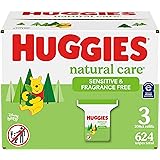 Huggies Natural Care Sensitive Baby Wipes, Hypoallergenic, 99% Purified Water, 3 Refill Packs (624 Wipes Total)
