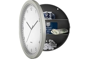 Clock Safe – 10-Inch Battery-Operated Analog Clock with Hidden Wall Safe for Jewelry, Cash, Valuables, and More by Trademark 
