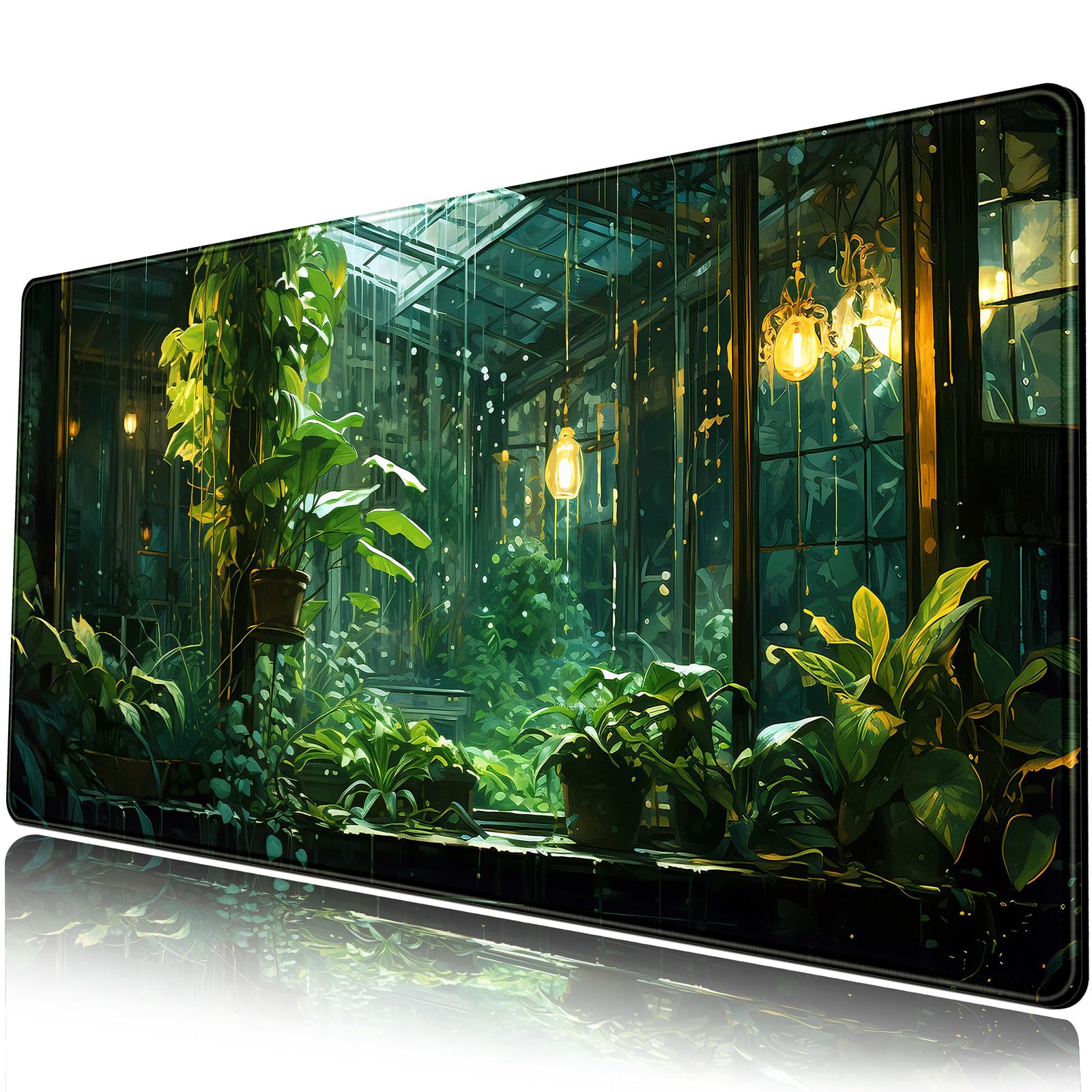 Aesthetic Plants Desk Mat Green Large Mouse Pad