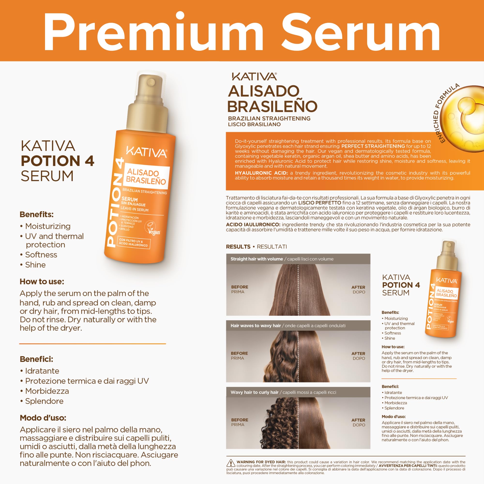 Kativa Brazilian Keratin Straightening Treatment at Home with Hyaluronic Acid and Premium Serum | Keratin