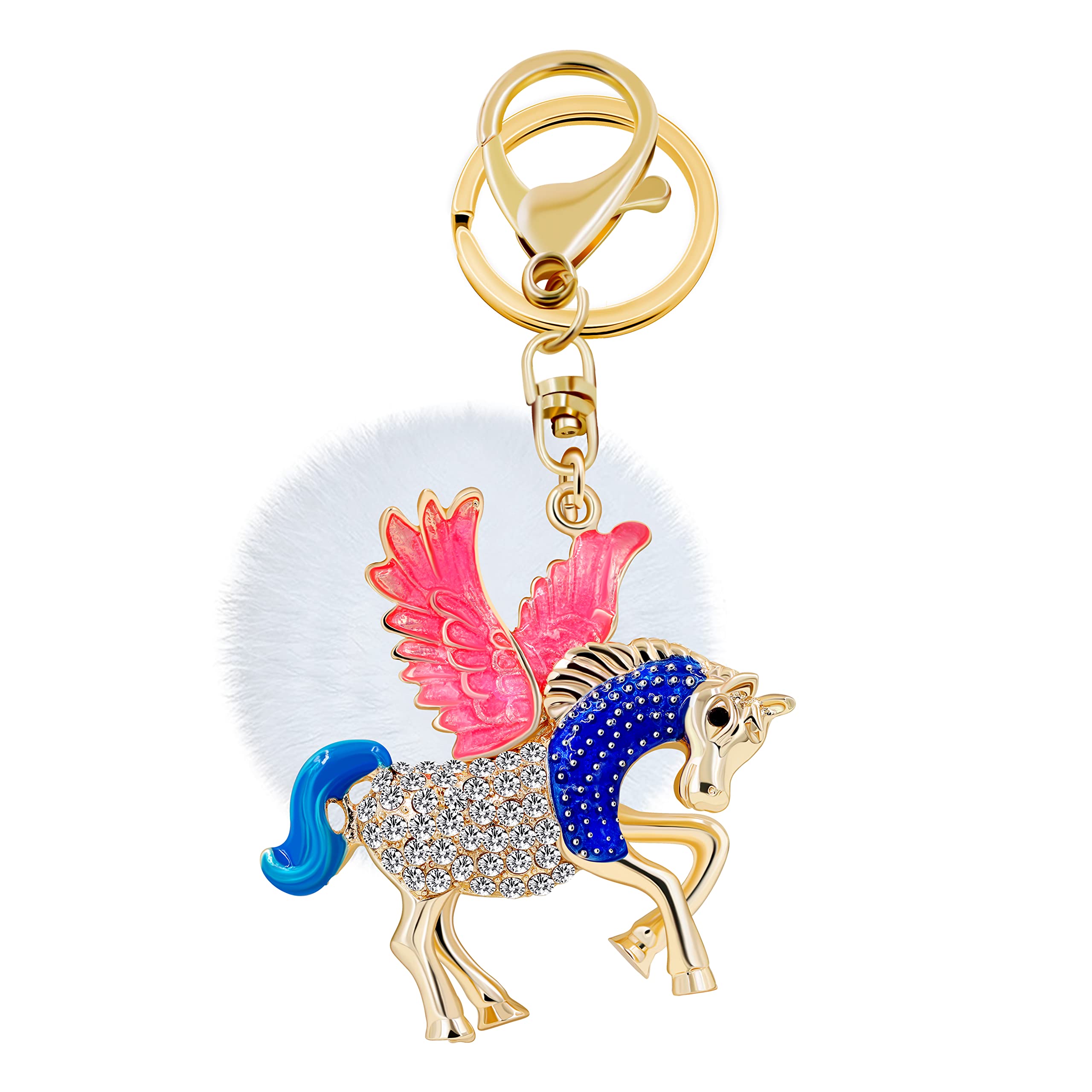 Uloveido Horse with Wing Pegasus Design Pendant Key Chain for Girls Women Charms