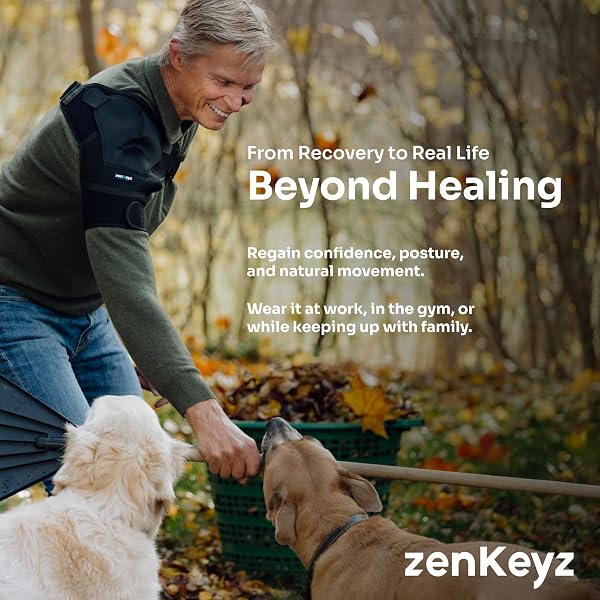 ZENKEYZ SHOULDER BRACE – L/XL, CHEST 35-47IN, GRAY NEOPRENE