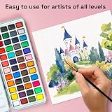 ARTISTRO 50 Watercolor Paint Set Portable Box with Palette Neon Metallic Colors view 4