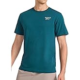 Reebok Mens Small Embroidery Crewneck T-Shirt, Standard Fit, Lightweight Cotton-Poly Jersey Fabric