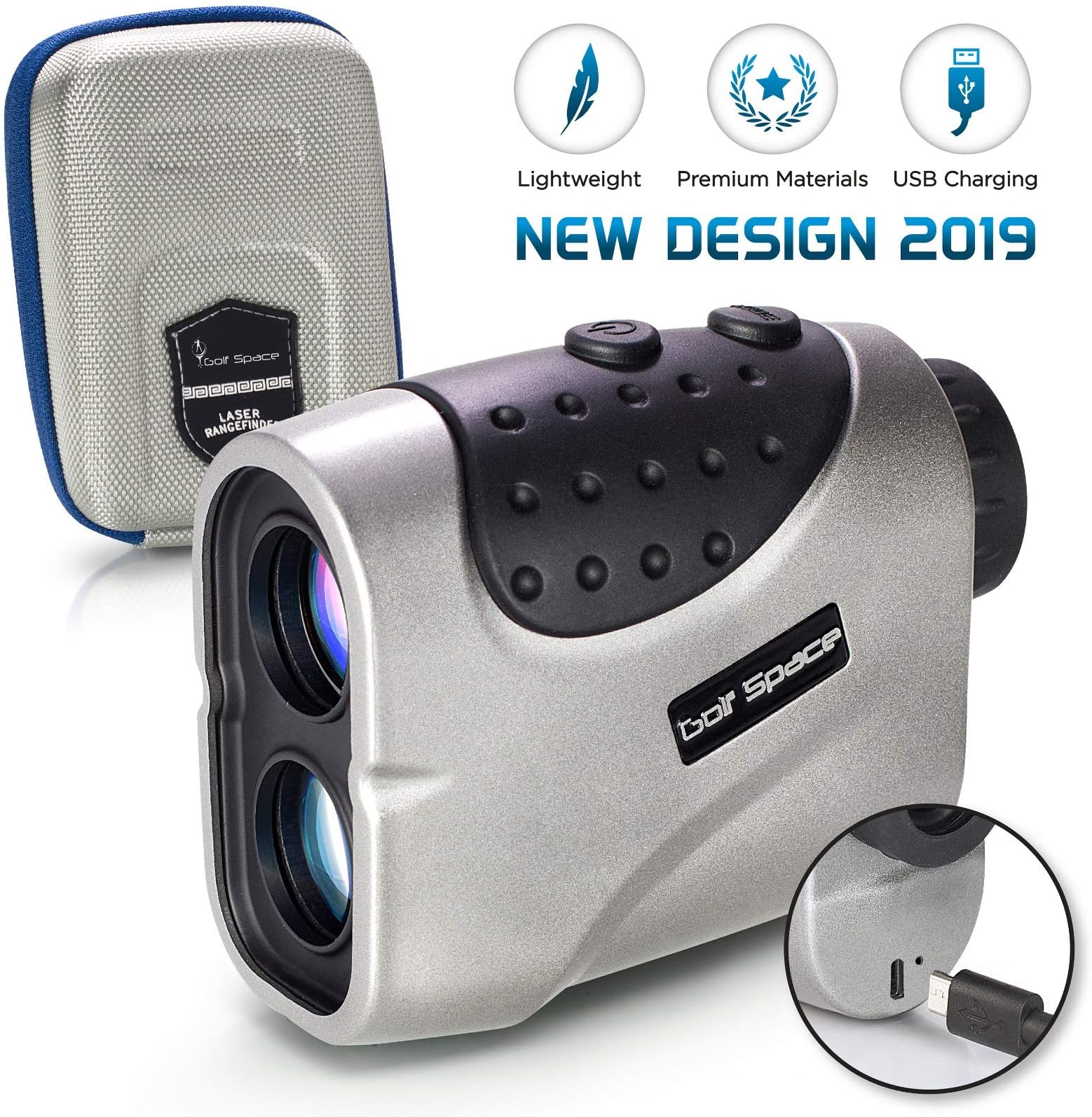 Golf Laser Range Finder by Golf Space - Rangefinder Binoculars Power Device With High Precision. Measuring Distance Slope Angle and Flag Lock. Hunting Binocular Rangefinders. Rechargeable