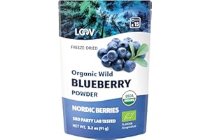 LOOV Organic Wild Blueberry Powder - 15-Day Supply, 3.2 Oz, Good for Smoothie & Breakfast, Freeze-Dried, from Northern Europe, No Added Sugar