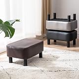 IBUYKE 16.54 Inch PU Leather Ottoman Footrest with Pine Wood Legs Brown view 4