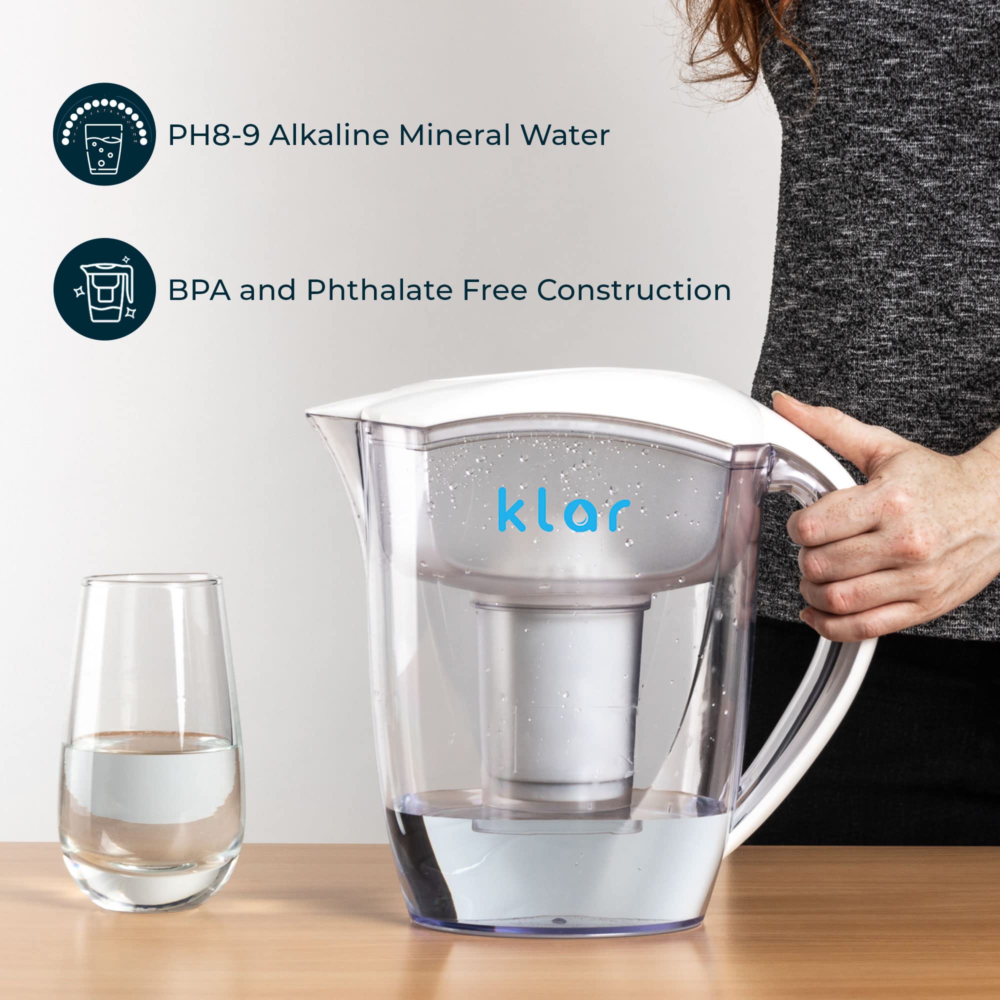 3,5 l Wasserfilter Kanne mit Fluorid Wasserfilter - Wasser Filtersystem Entfernt Fluorid, Blei, Mikroplastik, PFOA, PFAS - Alkalischer PH-Wert von Klar Water 7