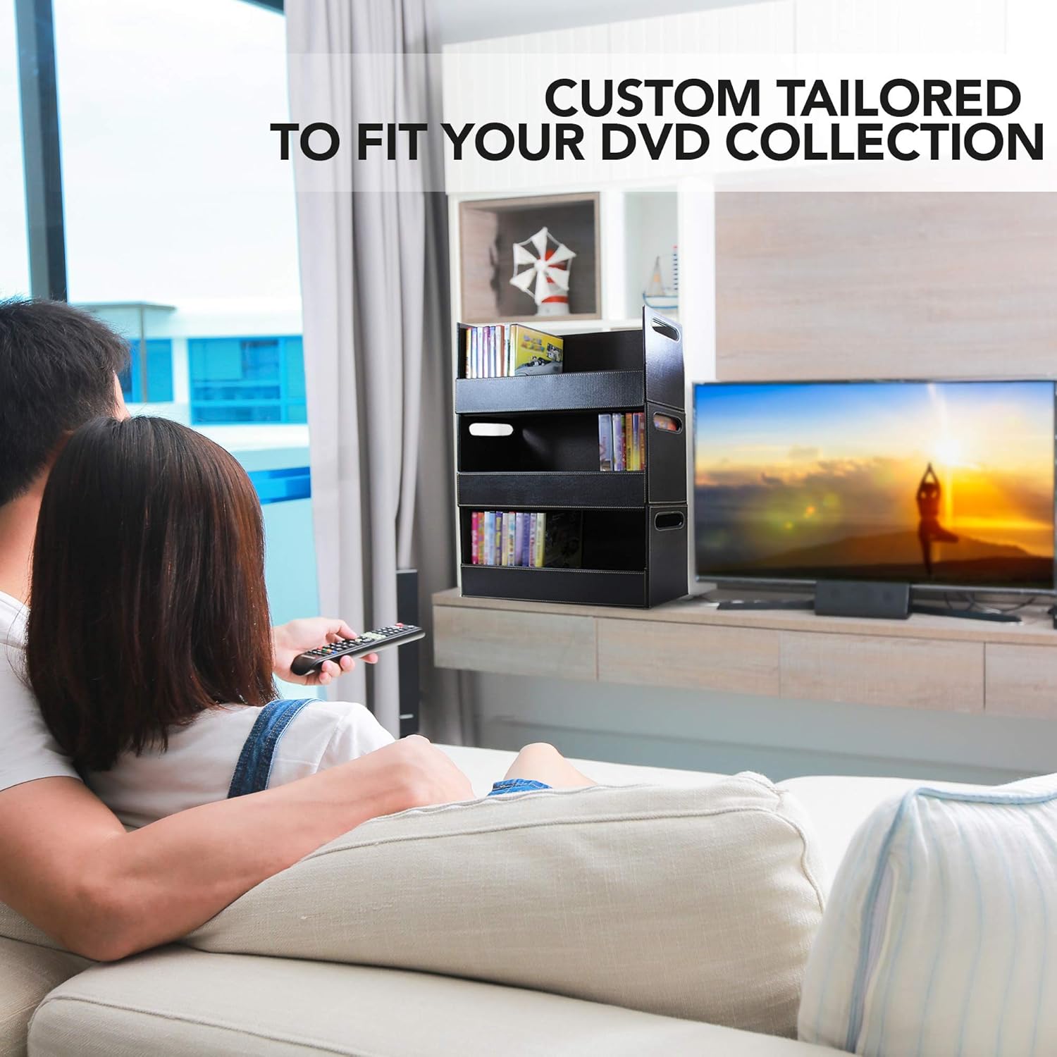 Stock Your Home DVD Storage Box with Powerful Magnetic Opening - DVD Tray Holds 28 DVD BluRay PS4 Video Games for Media Shelf Storage & Organization: Electronics