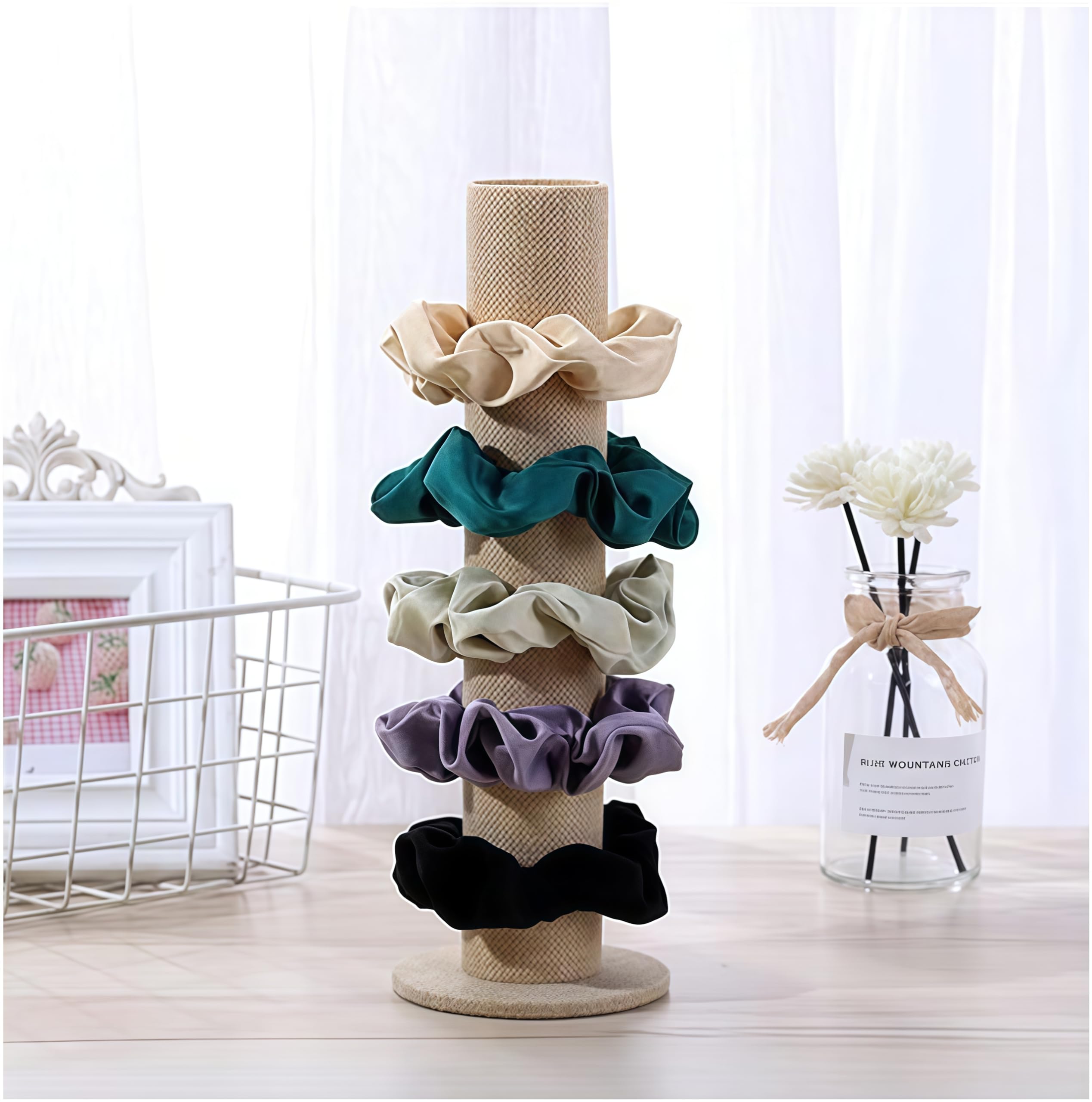 Display Holder,Vertical Tower Jewelry Bracelet Display Stand,Hair Band,Scrunchies,Bangle Holder Organizer,Bracelet Storage Rack (linen)