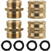 M MINGLE Garden Hose Adapter 3/4&rdquo;, Male to Male, Female to Female, 4-Pack | Standard 3/4&rdquo; GHT, Solid Brass Connector, Rust-resistant, Easy to Install, No Leakage, Extra 4 Washers