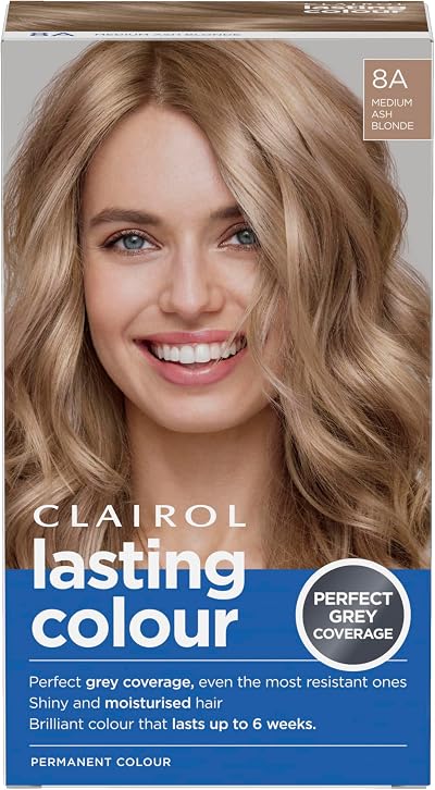Clairol Lasting Colour Permanent Hair Dye 8A Medium Ash Blonde Grey Coverage