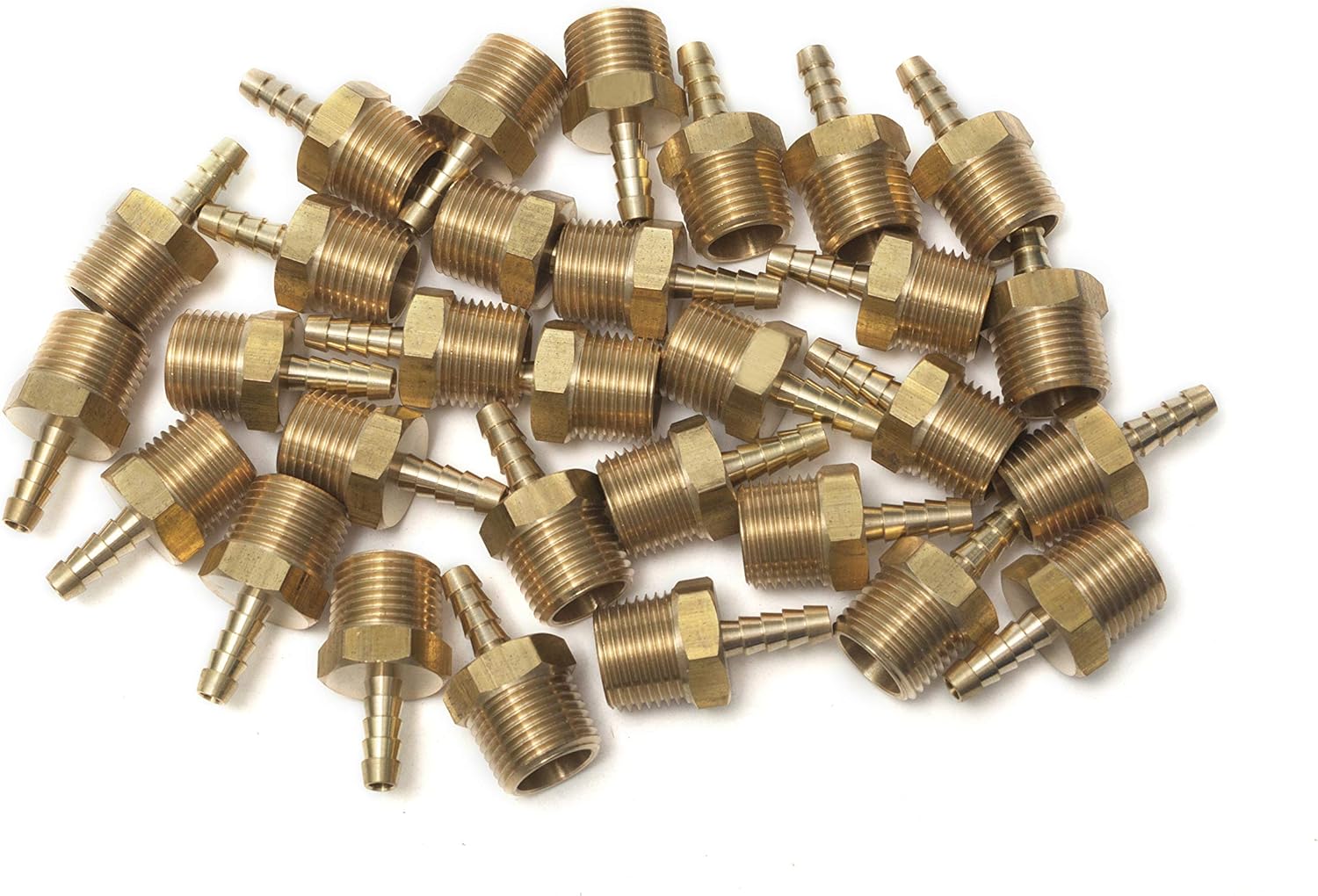 LTWFITTING Brass 1/2-Inch Male BSPT x 6mm Hose Barb Coupler Adapter Fitting for Vehicle Fuel System HVAC System (Pack of 25)