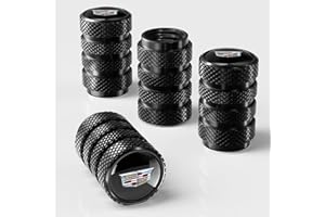 Goshinety Tire Valve Stem Cap Cover fit for Cadillac Escalade CT4 CT5 CT6 ATS CTS SRX XT5 Belt O-Ring Seal Corrosion Resistant tire Valve Air caps 4 Pc Black