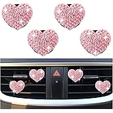 4PCS Heart-Shaped Car Vent Clips with Rhinestone,Bling Air Vent Clips Car Decorations,Premium Shiny Car Clips for Vents CCar Accessories Interior for Cars,Trucks,SUVs (Pink)