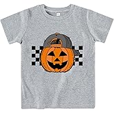 Sineeko Boys Halloween Shirt Toddler Kids Short Sleeve T-Shirt Ghost Pumpkin Dinosaur Monster Truck Tees Tops 2-7 Years