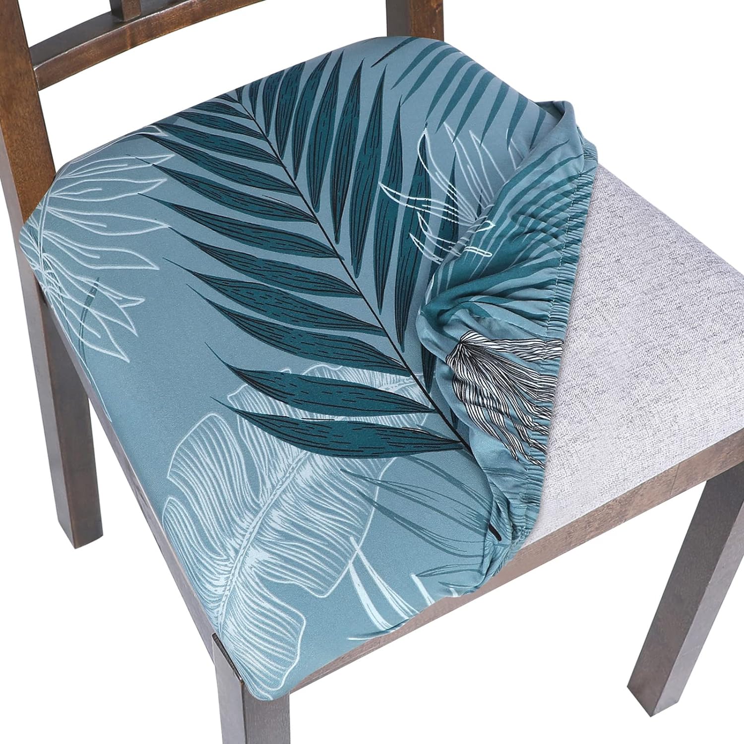 Slipcovers - SearchI Seat Covers for Dining Room Chairs Stretch Printed Chair Seat Covers Set of 4, Removable Washable Upholstered Chair Seat Protector Cushion Slipcovers for Kitchen, Office(Summer Pattern)