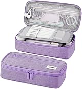 WEMATE Large Pencil Case Aesthetic Canvas Large Capacity Purple 9x4.3x2.4in