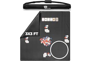 Feltectors Board Game Mat for 36 x 36 in Tables, Mahjong Mat with Carrying Bag, Neoprene Playmat, Table Cover for Board Games, Tile, Poker, RPG and Dominoes (Black)