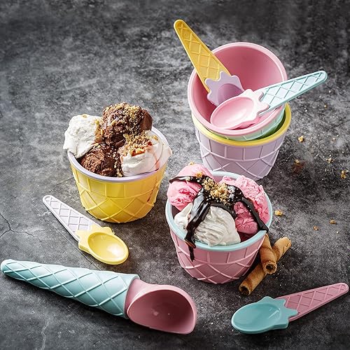Sundae Ice Cream Bowl Set Amazon Greenco Ice Cream Bowls And - Main Image
