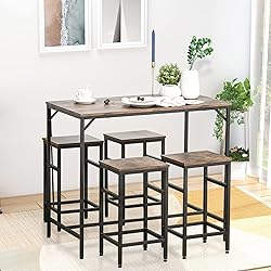 HOMCOM 5-Piece Industrial Dining Table Set, Bar