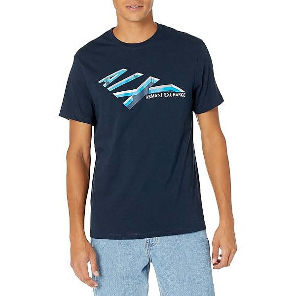 Armani Exchange A|X Mens T-Shirt Water Print Logo T Shirt