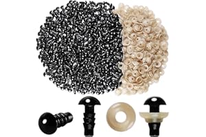 Hukiwow 600Pcs 7mm Safety Eyes and Washers 7 mm Safety Eyes for Crocheting Plastic Crochet Eyes Black Craft Eyes Animals Eyes Small Doll Eyes