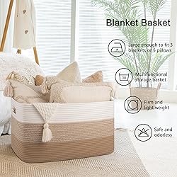 OIAHOMY Large Blanket Basket For Living