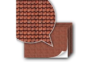 3 Sheets Self-Adhesive Decorative Film Roof Tiles for Model Making in Scale 1:87 Scale H0 (UK: 3.5 mm Scale) (Roof Tiles Clay