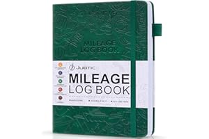 JUBTIC Auto Mileage Log Book for Taxes,Vehicle Maintenance Log Book, Miles Log Book for Car with Odometer,Expense,Gas Consumption & Lubrication,Repairs and Accessories,1674 Entries,A5 Size(Dark Green)
