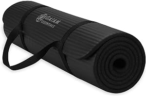 Gaiam Thick Yoga Mat, Exercise & Fitness Mat with Easy-Cinch Carrying Strap | Non-Slip NBR Foam | Joint Cushioning | Yoga, Pilates, Fitness & Floor Workouts | 72