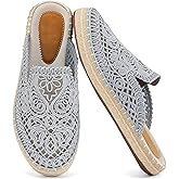 Putu Women's Espadrille Hollow Out Mules Closed Toe Slide Sandals Summer Vacation Flat Shoes